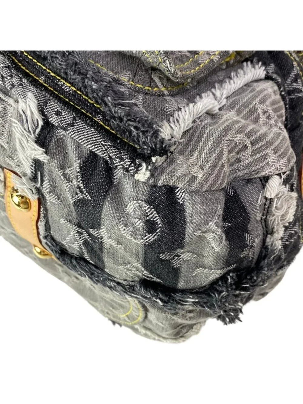 Louis Vuitton Shoulder Bag Monogram Denim Patchwork Bowie Black